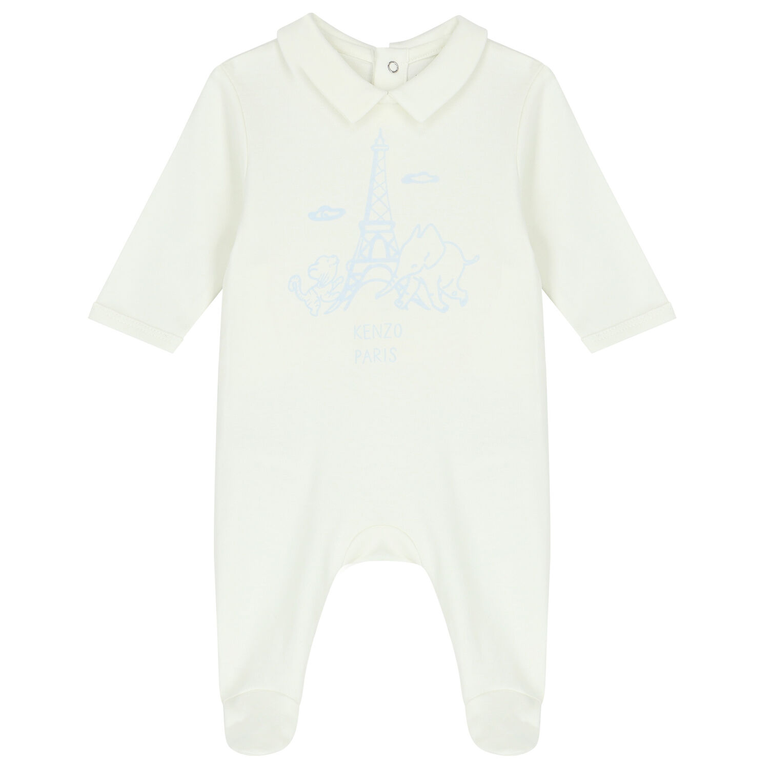 Baby Boys Blue & Ivory Logo & Animals Babygrows ( 2-Pack ), 1, hi-res